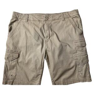 Iron Co Shorts Mens 42 Cargo Pockets Khaki Outdoor Hiking Camping Hunting Relax